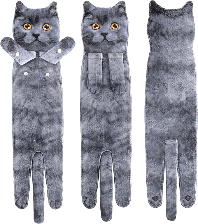 AGRIMONY Cat Funny Hand Towels for Bathroom Kitchen - Cute Decorative Cat Decor Hanging Washcloths Face Towels Super Absorbent Soft - Housewarming Birthday Christmas Fun Gifts for Women Cat Lovers