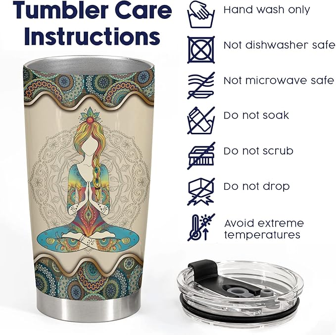 34HD Hippie Tumbler with Lid, 20 oz Stainless Steel Insulated Cup with Bohemian Decor, I'm Not Sugar and Spice Mug, Hippie Gifts for Women Birthday Mothers Day Christmas