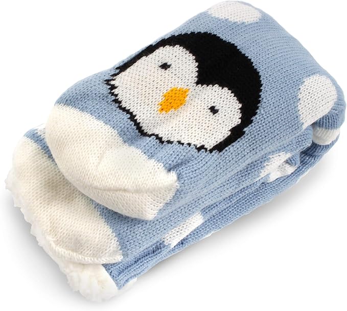 BambooMN Extra Thick Cozy Fuzzy Animal Thermal Cabin Plush Fleece-lined Knitted Crew Socks