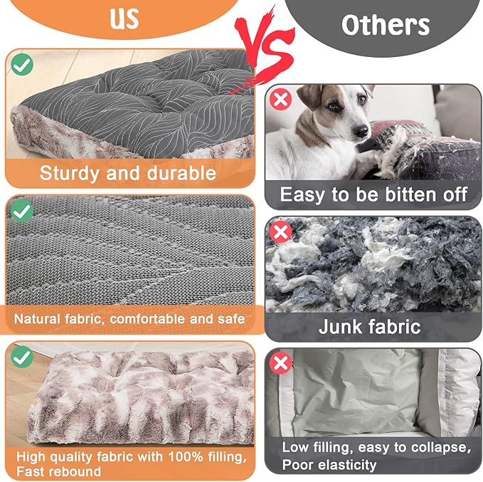 2 in 1 Dog Bed Crate Pad Mat Washable Reversible (Cool & Warm) Soft Fluffy Pet Kennel Beds for Large Medium Small Puppy Cat Sleeping Mattress Machine Wash Dog Cooling Mats (Dot Brown, 41"*27")