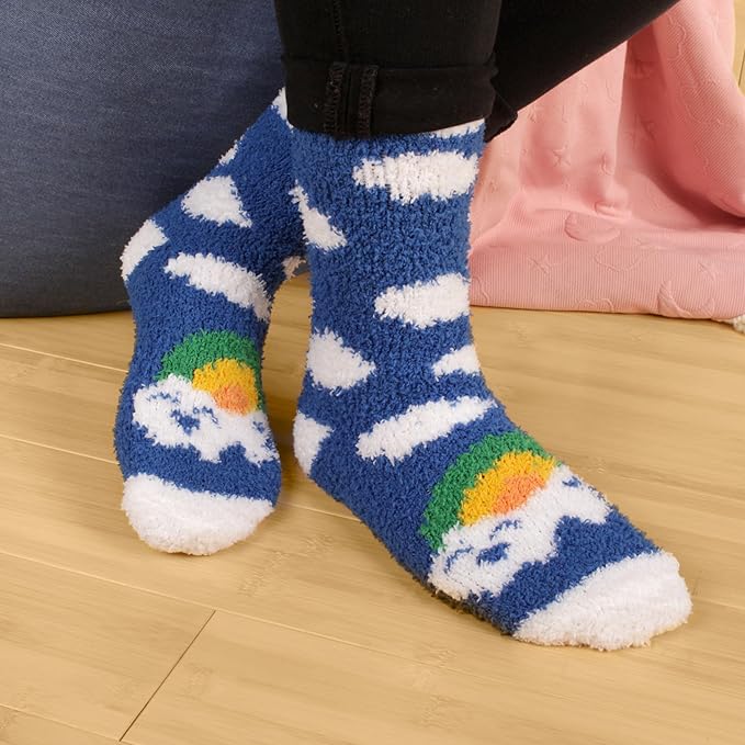 BambooMN Women's Super Soft Warm Microfiber Fuzzy Cozy Unicorn Series Crew Socks