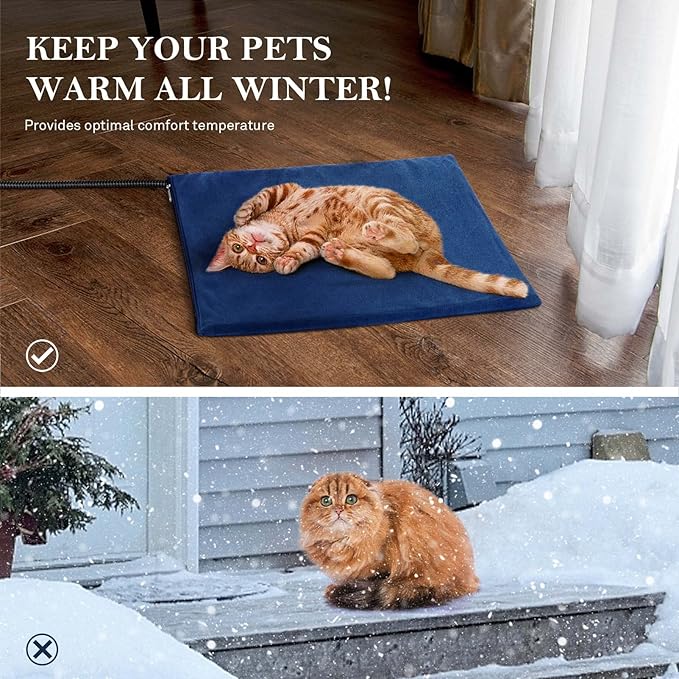 Pet Heating Pad for Cats Dogs,Cat Heating Pad Mat Constant Temperature Pet Cat heated Pad Mat Waterproof with Chew Resistant Cord,Indoor Heated Cat Bed Pet Blanket Cat Warmer Pad with Fleece Cover