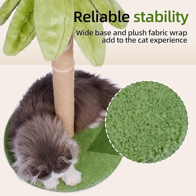 Cat Scratching Post 30.7 inch Tall Cat Tree for Indoor Cats Large Adult Cat Scratching Post with Sisal Rope,Cute Kitten Cat Scratcher in Palm Tree