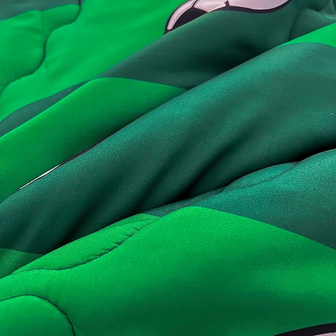 7 Piece Boys Soccer Comforter Set Queen Size Bed in A Bag 3D Football Playground Sports Bedding Set for Kids Microfiber Comforter All Season Green
