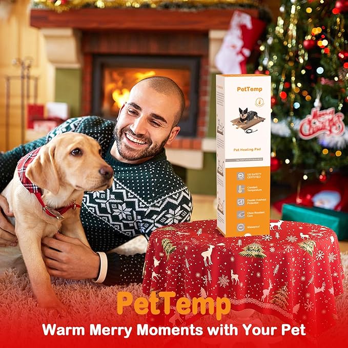 Pet Heating Pad, Electric Heated Pad for Dog Cat, Warm Mat Waterproof Dogs Cats Beds with Constant Temperature,Chew Resistant Cord, Comfortable Heater Heater Blanket Puppy and Kitten (M:20'' x 16'')