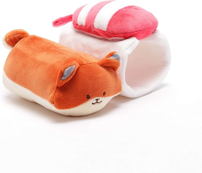 Anirollz Stuffed Animal Plush Toy - Official Roll Blanket Outfitz Doll |Soft, Squishy, Warm, Cute, Comfort, Safe| Shrimp Sushi Pillow with Fox - Birthday Decorations Gift 6" Foxiroll
