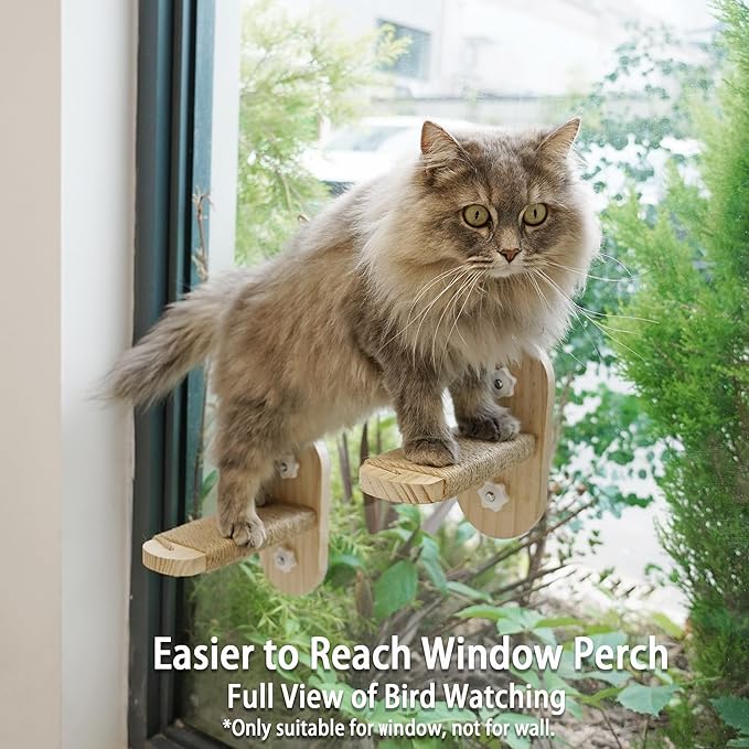 PETKARAY Cat Window Shelf, Original Cat Window Perch Stairs, Durable Cat Seat for Window Sill, Sturdy Window Step for Indoor Cats