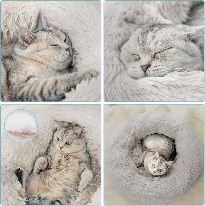 Nisrada Cat Beds for Indoor Cats,20 Inch Dog Bed for Small Melium Large Dogs, Washable-Round Pet Bed for Puppy and Kitten with Slip-Resistant Bottom