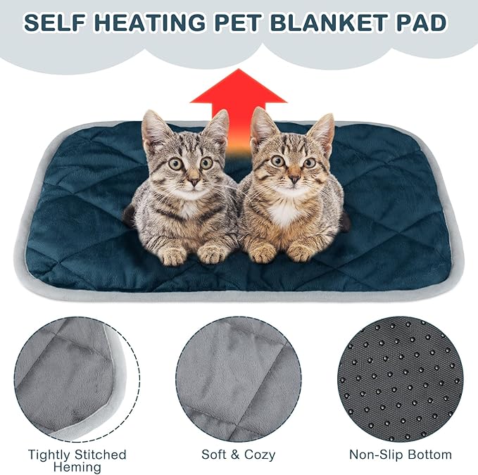 8 Pack Self Heating Cat Mat Self Warming Cat Bed 20"x16" Extra Warm Thermal Pet Bed Mat Reflects Body Heat Washable Dog Crate Pad for Indoor Outdoor Pets(Gray, Blue)
