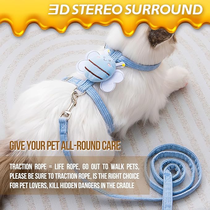 Cat Harness and Leash Set Escape Proof for Small Large Cats, Adjustable Cat Harnesses & Leashes for Walking, Lightweight Kitten Harness for Kittens