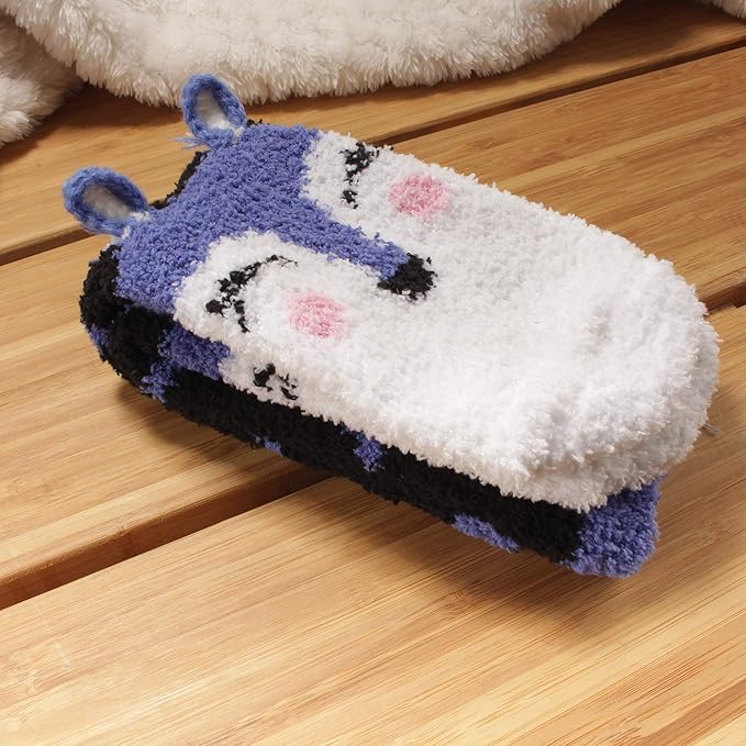 BambooMN Women's Super Soft Warm Microfiber Fuzzy Cozy Animal Socks or Christmas Winter Animal Socks, Value Pack