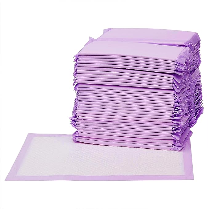 Amazon Basics Cat Pad Refills for Litter Box, Unscented, Pack of 40, Polyethylene, Purple and White