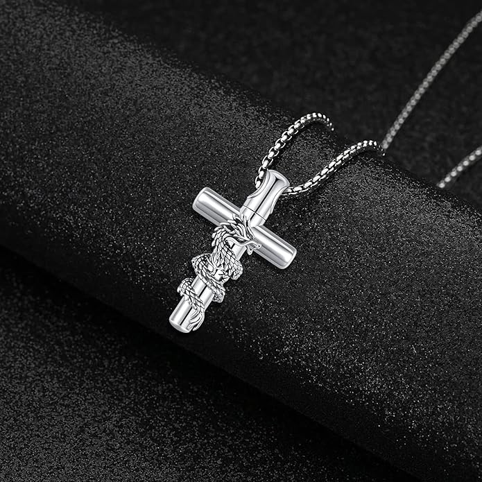 Aniu Cremation Jewelry for Ashes S925 Sterling Silver Urn Necklace Memorial Necklace for Human Ashes of Loved Ones Keepsake Pendant for Men Women