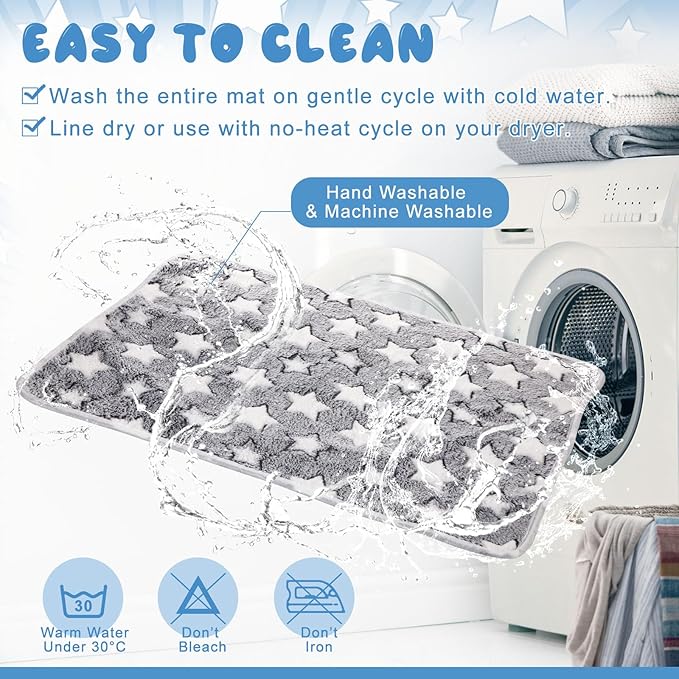 2 Pcs Self Warming Cat Bed Cute Dog Cat Thermal Mat Self Warming Star Cat Mat Pet Heating Pad Cat Blanket for Indoor Outdoor Washable(Large Star,24 x 18)