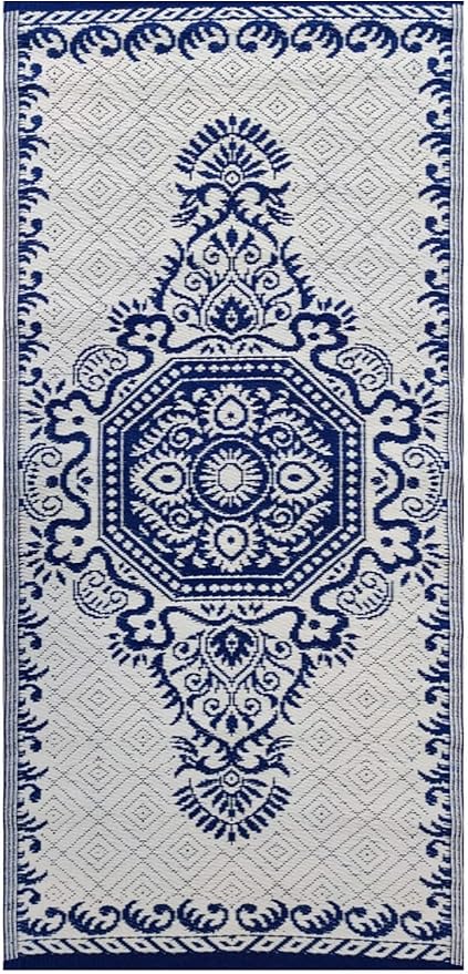 BalajeesUSA Outdoor Rug - 3x6 feet, Blue, Reversible, Portable, beach picnic, Waterproof, Plastic straw patio rugs, RV camper mat 263