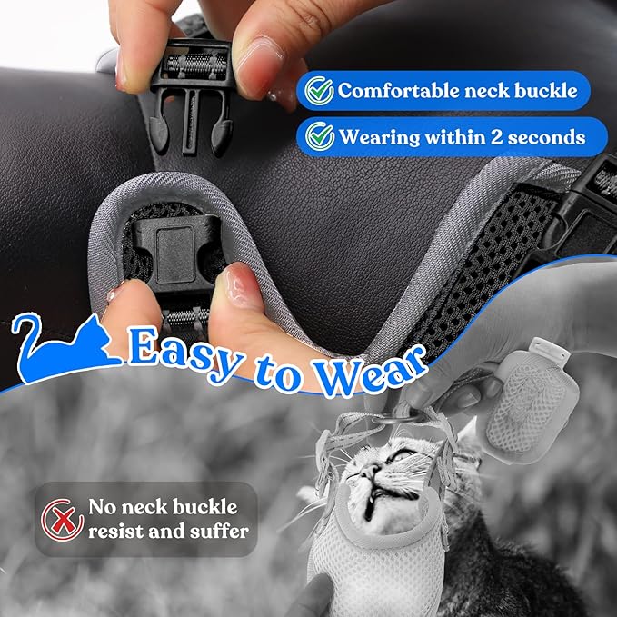 Supet Cat Harness and Leash for Walking Escape Proof, Adjustable Harness for Cats, Easy Control Large Cat Harness for Medium Small Cat, Black M