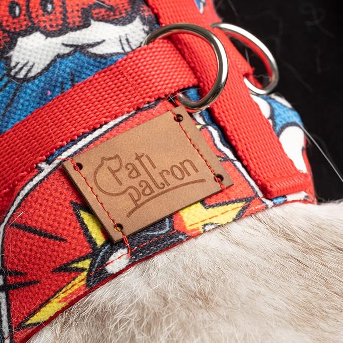 Cat Harness and Leash Set, Cats Escape Proof - Adjustable Kitten Harness for Large/Medium/Small Cats, Walking Travel Petsafe Harness (Boom!, Large)