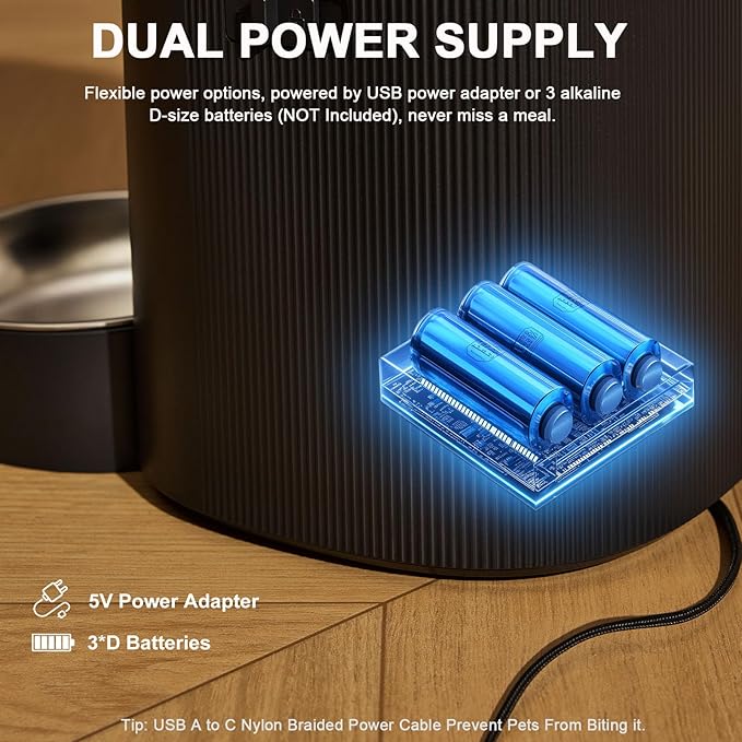 Automatic Cat Feeder with Camera & Voice Interaction, WiFi/App Control, 4L Dry Food Dispenser for Cats & Dogs with Freshness Preservation, Custom Feeding Times & Portions, Dual Power