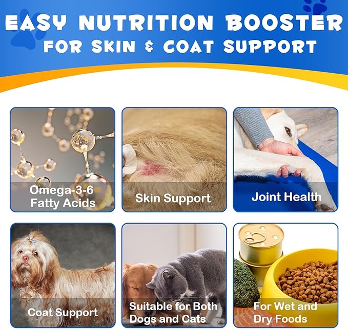 Alaskan Salmon Oil for Dogs, Omega 3 Fish Oil with Natural EPA+DHA Fatty Acids for Skin, Joints, Coat Health, Dog Skin and Coat Fish Oil Liquid Supplement, All Ages All Breeds 8.8fl.oz.