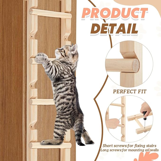 4 Pcs Cat Ladders, Cat Climbing Stairs, Cat Climbing Steps Cat Wall Shelves Height(13.7-55 Inches), Cat Climbing Frame Cat Tree Supplies Cabinets Climbing Pole Furniture for Indoor Cats