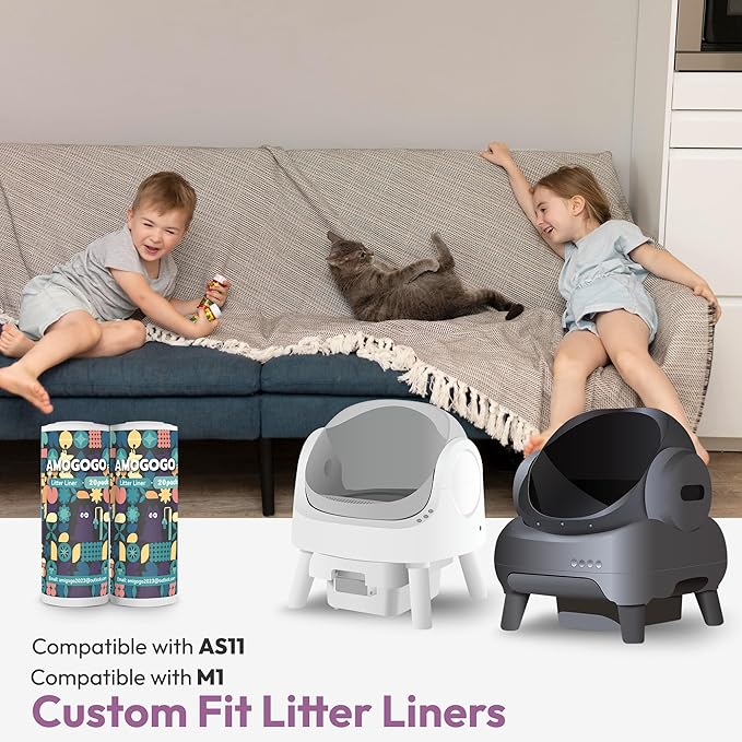 40 Pack Litter Bags, Compatible with Neakasa M1 and PetPivot Open-Top Self-Cleaning Cat Litter Box, Replaced Waste Bags, Automatic Litter Box Liner with Drawstring, 27" x 13"