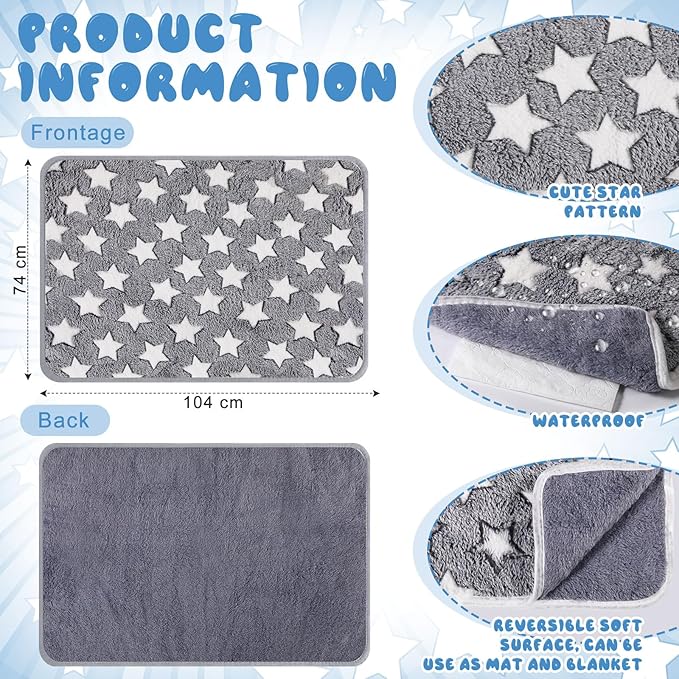 2 Pcs Self Warming Cat Bed Cute Dog Cat Thermal Mat Self Warming Star Cat Mat Pet Heating Pad Cat Blanket for Indoor Outdoor Washable(Large Star,41 x 29)