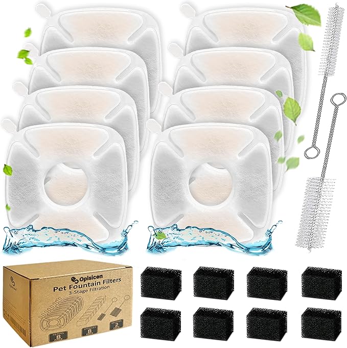 18 Pcs Cat Fountain Filters Replacement Compatible with VEKEN 95oz/2.8L Cat Water Fountain Filters Automatic Dog Water Fountain Filters Pet Fountain
