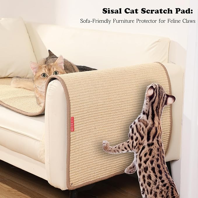 66.93x19.68x0.32 inch Thickened Cat Wall Scratcher Carpet, Cat Climbing Wall, Durable Cat Wall Furniture, Tall Cat Scratching Post, Wall Scratchers for Indoor Cats, Couch Sofa Protector (Brown)