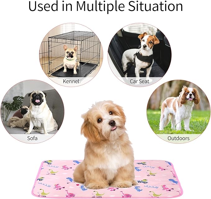 NACOCO Summer Pet Cooling Mat - Cat Dog Cushion Pad Sleeping Cool Dinosaurs Comfortable Soft for Pets Kids and Adults (Pink Dinosaur, S)