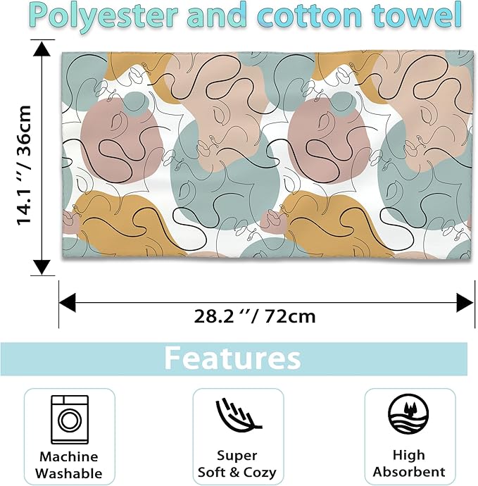 2 Pack Hand Bath Towel,Modern Abstract Line Art Fingertip Towel Bathtub Decorative Bath Towel Bathroom Kitchen Towel Set Highly Absorbent SPA Gym Towels 14x28 Inch