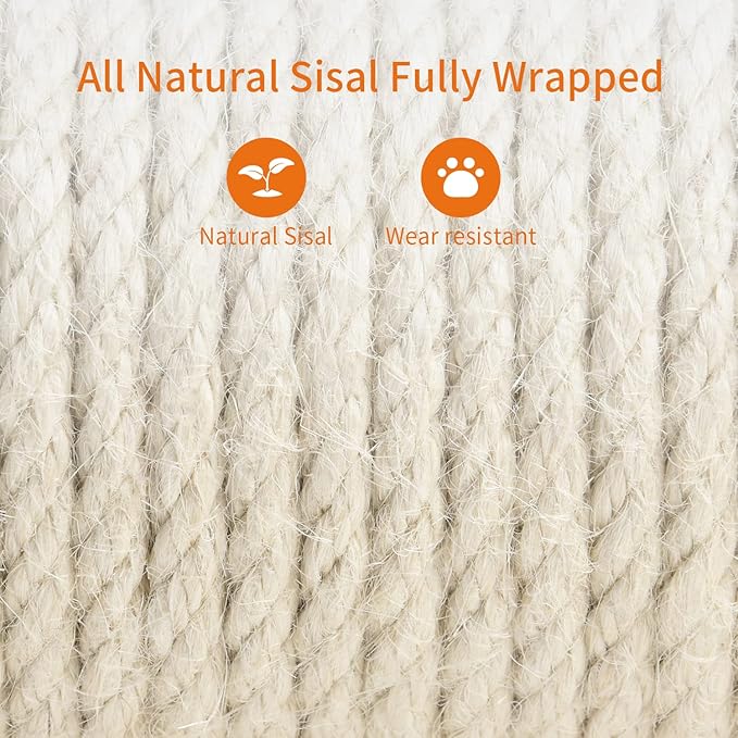 Cat Scratching Post, 2 Pieces M8 Natural Sisal Cat Scratcher Post for Refurbishment…