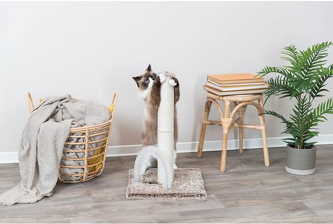 TRIXIE Lola Scratching Post with Grooming Brush, Durable Sisal, 24-in Tall, Brown