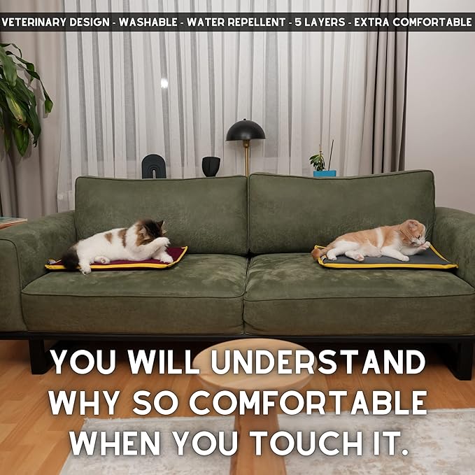 Cooling Heating Mat for Cat & Dog Small Medium Pet (16x24), 5 Layers Microwave Water Repellent No-Electric Thermal Pad Washable Non Slip Indoor Outdoor Warming Gel Summer Bed (Burgundy)