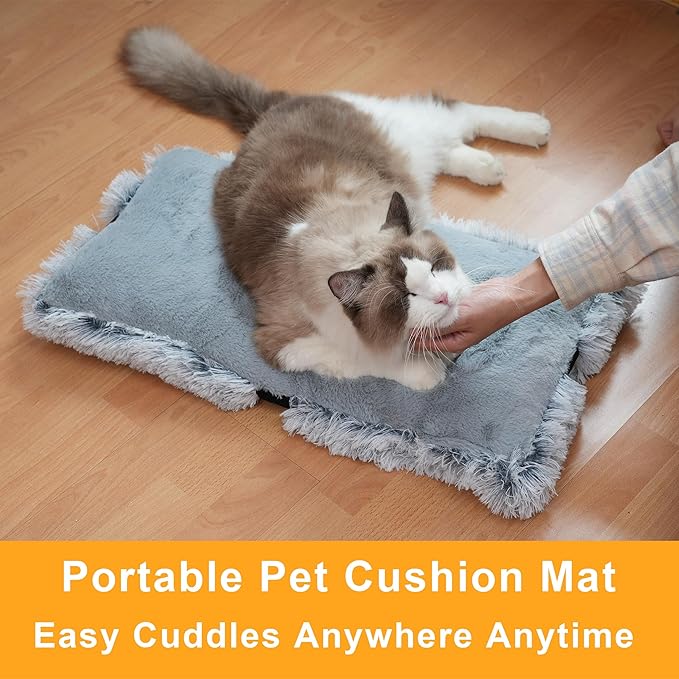 23"x12" Big Fluffy Cat Bed Mat/Pet Cushion,Refurbish Cat Window Perch Accessory,Double Sided,Easy Fasten & Remove, Adjustable Velcro Strap,Upholster Pet Furniture,Portable Pillow,Seat,Pad