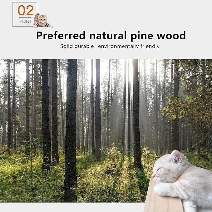 Cat Wall Shelves, Cat Wall Furniture, Cat Shelves and Perches for Wall, Cat Wall Steps Set with 1 Cat Condos House, 3 Cat perches, 1 Sisal Cat Scratching Post (C)