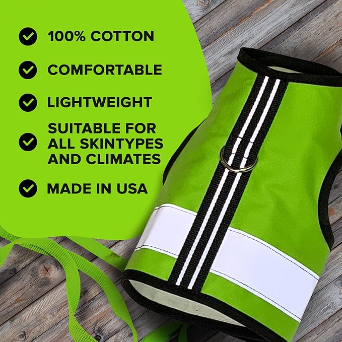 Reflective Cat Harness - High-Visibility Cat Vest for Day & Night | Secure, Breathable and Washable Cotton | Ideal for Walking & Traveling - Loud Lime, XS