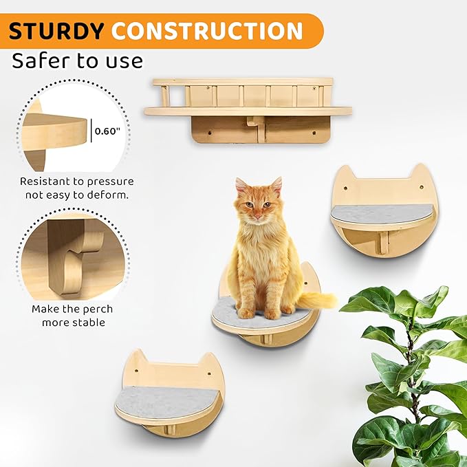 Large Cat Wall Shelves + 3 Cat Wall Steps, Cat Tree, Cat Corner Shelf, Cat Shelf, Cat Bed, Cat Scratcher, Cat Wall Furniture, Cat Wall Shelf, Cat Window Perch, Cat Hammock, Cat Scratching Post