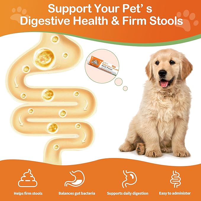 Antidiarrheal for Dogs - Kaolin Pectin Probiotic Paste for Dog, Anti-diarrheal for Cats - Puppy Probiotic Supports Firm Stool, Balances Gut pH, and Promotes Daily Digestive Health - 1 oz