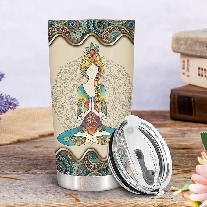 34HD Hippie Tumbler with Lid, 20 oz Stainless Steel Insulated Cup with Bohemian Decor, I'm Not Sugar and Spice Mug, Hippie Gifts for Women Birthday Mothers Day Christmas