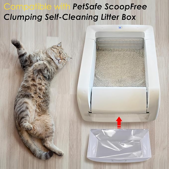 30 Pack Cat Litter Bags,No-Touch Kitty Litter Liners & Pet Waste Bags Compatible with Petsafe Self-Cleaning Cat Litter Box,Replacement Trash Pet Litter Bags