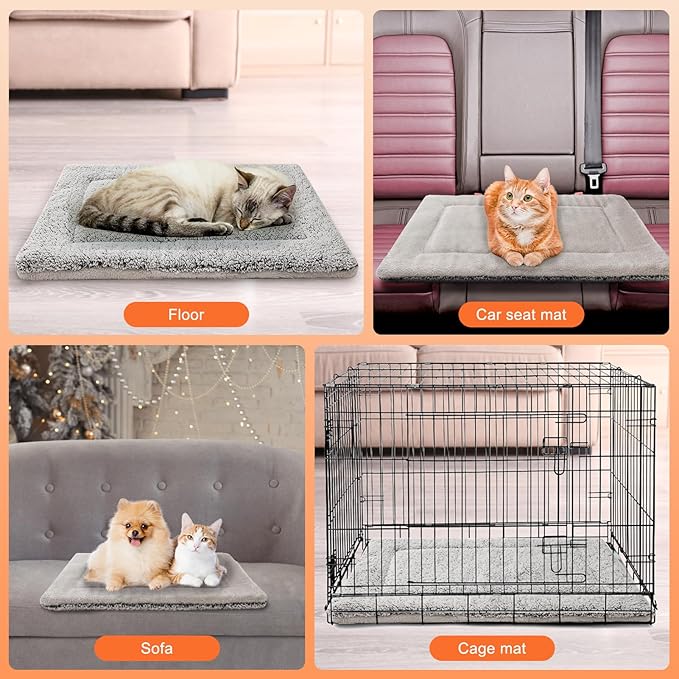BEAUTYZOO Self Warming Cat Bed, Self Heating Cat Pad 28 x 19 inch, Double Sided Heated Cat Dog Mat, Soft Thermal Blanket for Indoor Outdoor Large Kittens Small Puppy Pets, Washable, Grey