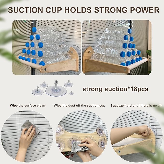 Cat Window Perch and Cat Wall Shelves 2 in 1,Cat Hammock,Steps and 3 Layers Large Cat Perch Bed for Wall and Window.Solid Wood Cat Wall Mounted Furniture &18 Pcs Strong Window Suction Cups