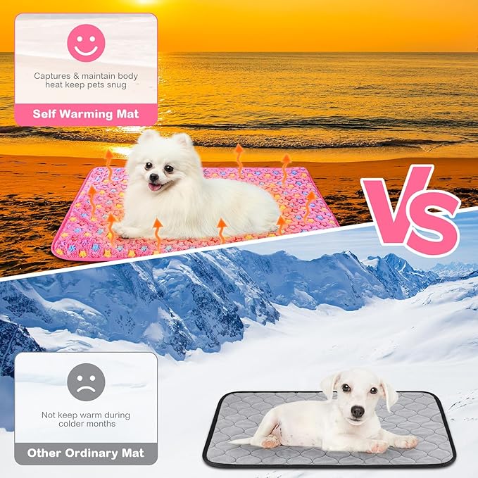 2 Pack Self Warming Cat Bed Pet Self Heating Pad Cat Warming Bed Mat Thermal Cat Mat Washable Reflects Body Heat Removable Cover for Indoor Outdoor Feral Pet (Little Star,20 x 28 Inch)