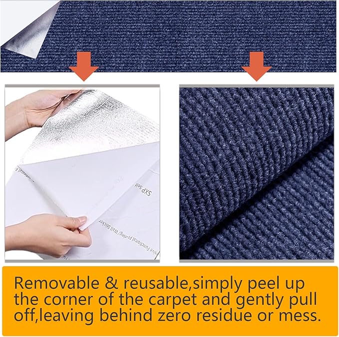 120"x15.8" cat Scratch Furniture Protector Keep Couch Sofa Protection Anti Claws Corner Wall Scratcher Post sisal Scratching mat Carpet pad Cover Fabric Tree Guards remnants (Navy Blue)