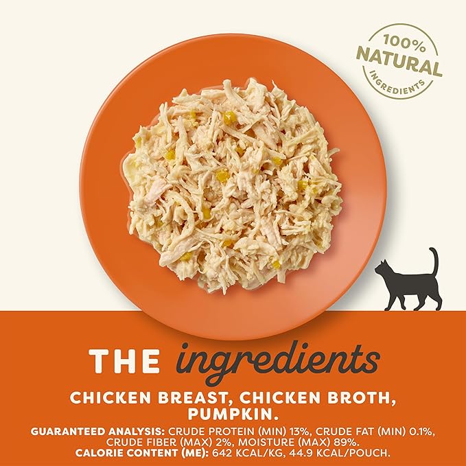 Applaws Natural Wet Cat Food, 12 Count, Limited Ingredient Wet Cat Food Pouches, Chicken Breast with Pumpkin in Broth, 2.47oz Pouches