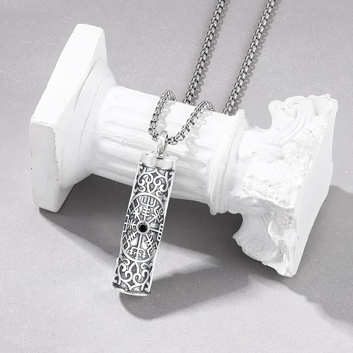 Aniu Cremation Jewelry for Ashes S925 Sterling Silver Urn Necklace Memorial Necklace for Human Ashes of Loved Ones Keepsake Pendant for Men Women