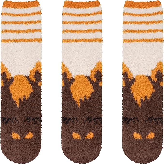 BambooMN Women's Super Soft Warm Microfiber Fuzzy Cozy Animal Socks or Christmas Winter Animal Socks, Value Pack