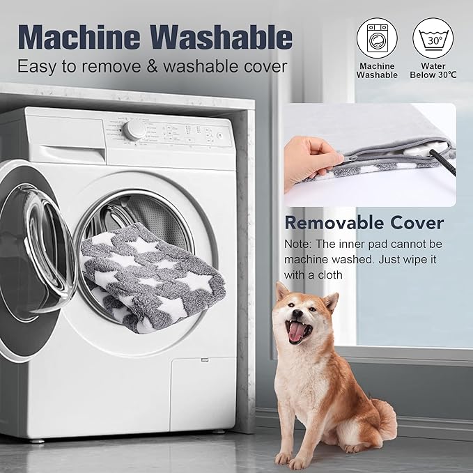 Large Cat Heating Pad, Waterproof Pet Heating Pad for Cat Dog Outdoor, Adjustable Temperature Cat Warming Bed Mat with Timer, Indoor Heated Cat Bed with Chew Resistant Cord (L: 35'' L X 24'' W)