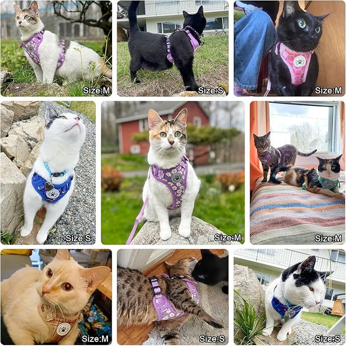 BEAUTYZOO Christmas Cat Harness and Leash Set Christmas Cat Escape Proof Adjustable Leash Cat Christmas Outfit, Comfortable Soft Christmas Vest, Neck Release with Reflective Strip