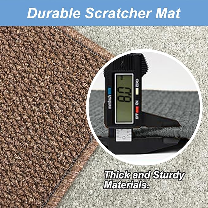 Cat Wall Climbing Carpet, Cat Wall Scratcher Mat Pad Rug, 71" X 25.6" Thickened Extra Large Size, Furniture Couch Sofa Protector Scratching Post with Fixed Nails Double Sided Strong Sticky Tape Brown